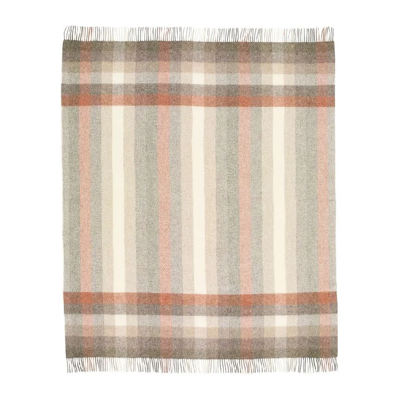 Non-slip bed throw-Woodale Blush, Shetland Pure New Wool Throw Blanket