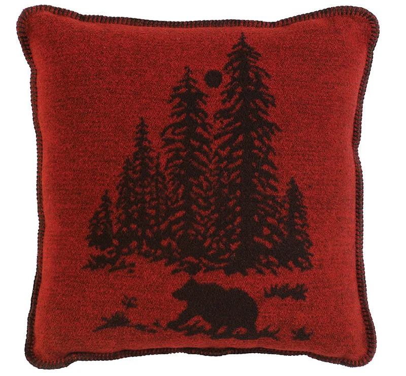 Plush chenille throw blanket-Wooded River Wooded River Bear Pillow 20 x 20