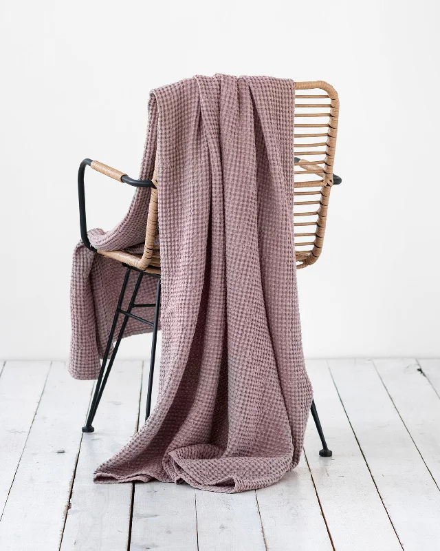 Luxe knit comforter-Woodrose waffle throw blanket