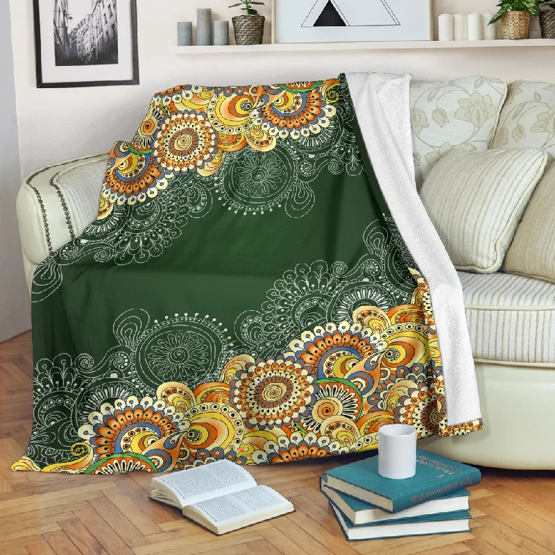 Satin jersey bed skirt-Yellow Mandala Pattern Blanket