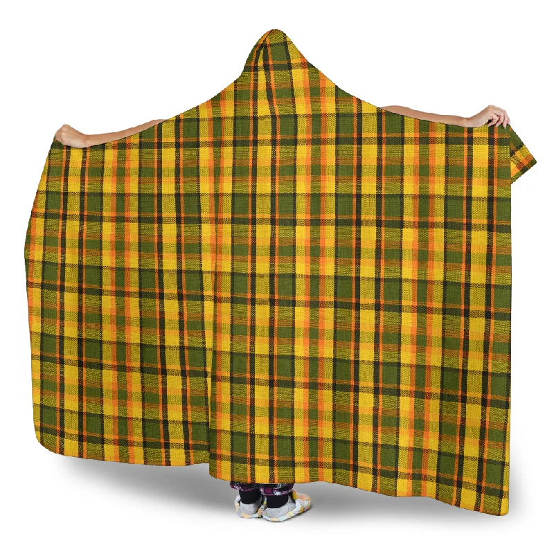 Plush microfiber bedspread-Yellow Westy Plaid Hooded Blanket