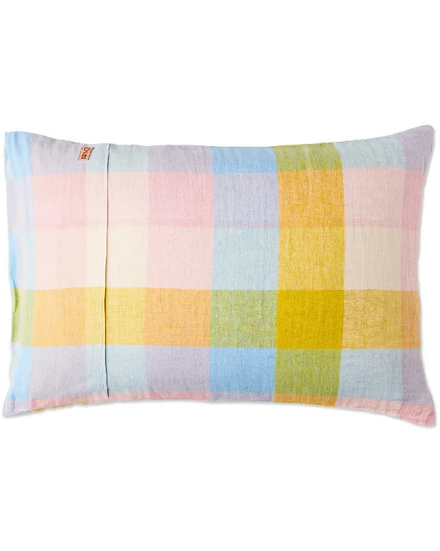 Lightweight linen comforter-Corfu Tartan Linen Pillowcases