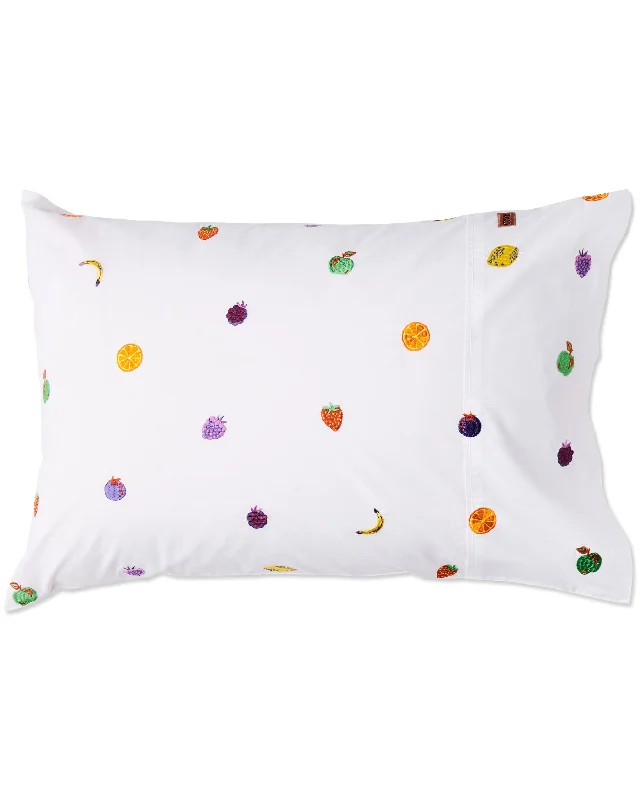 Silky flannel pillowcase-Fruit Salad Embroidered Cotton Pillowcase