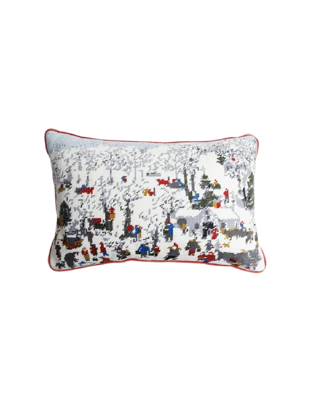 Thick cotton throw-Grandma Moses 'Sugaring Off' Needlepoint Pillow