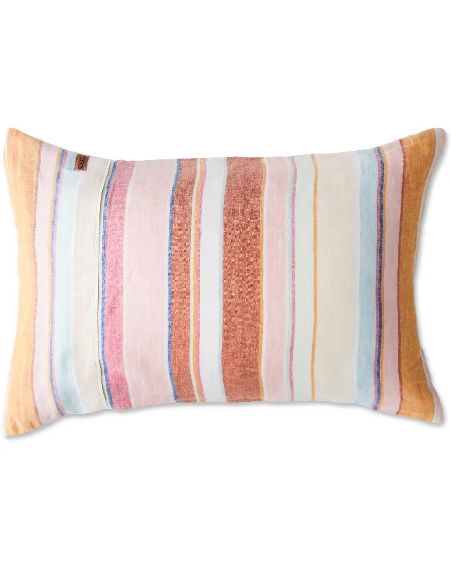 Cooling memory bed pillow-Jaipur Stripe Linen Pillowcases