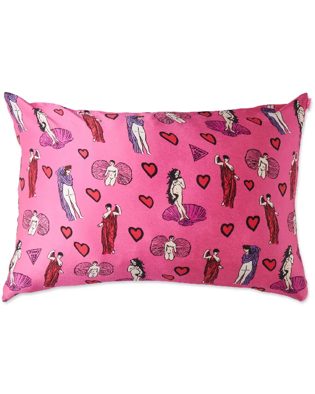 Cool percale bed sheets-Kip&Co x Jenny Kee Pretty In Pink Silk Pillowcase