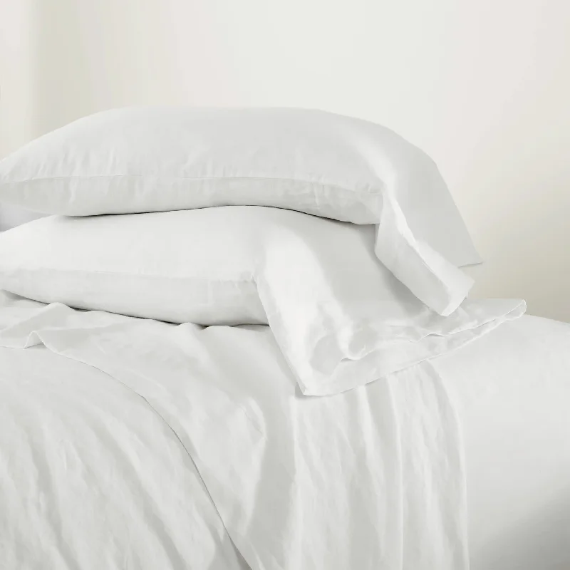 Plush microfiber bed blanket-Luna Linen White Pillowcases