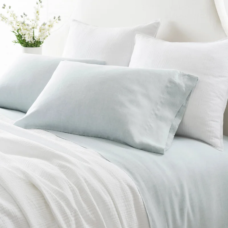 Plush velvet comforter-Lush Linen Sky Pillowcases