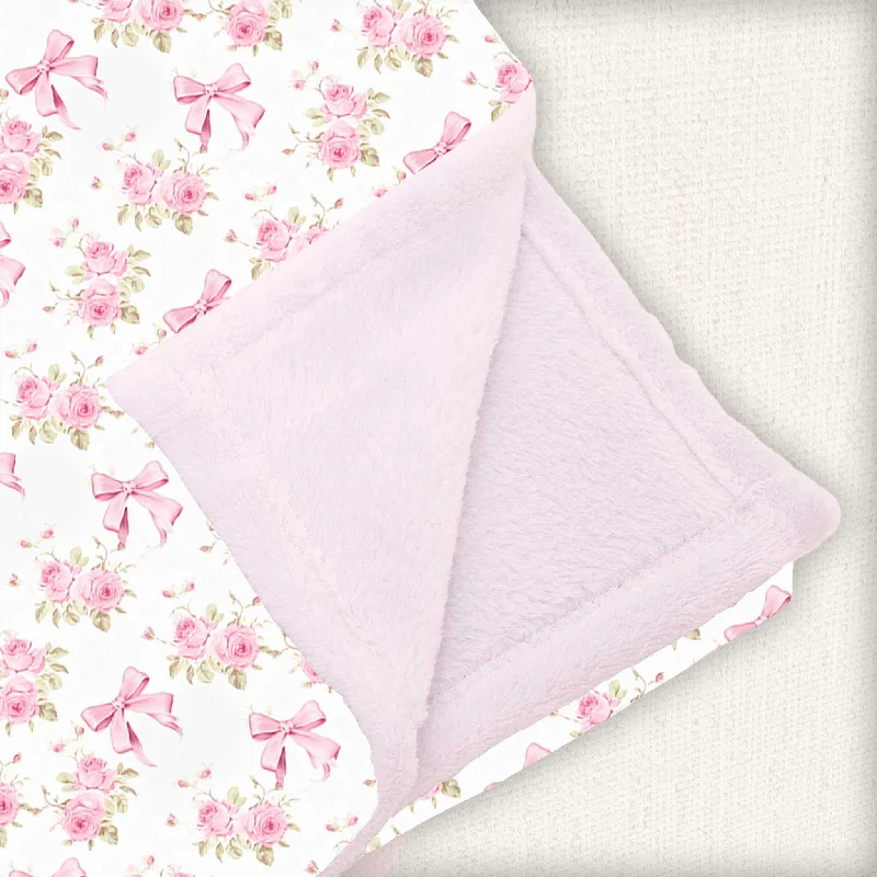 Cozy wool comforter-[Pre Order] Whimsical & Wild Ribbons & Roses - Minky Lush Blanket (EST SHIP LATE MARCH)