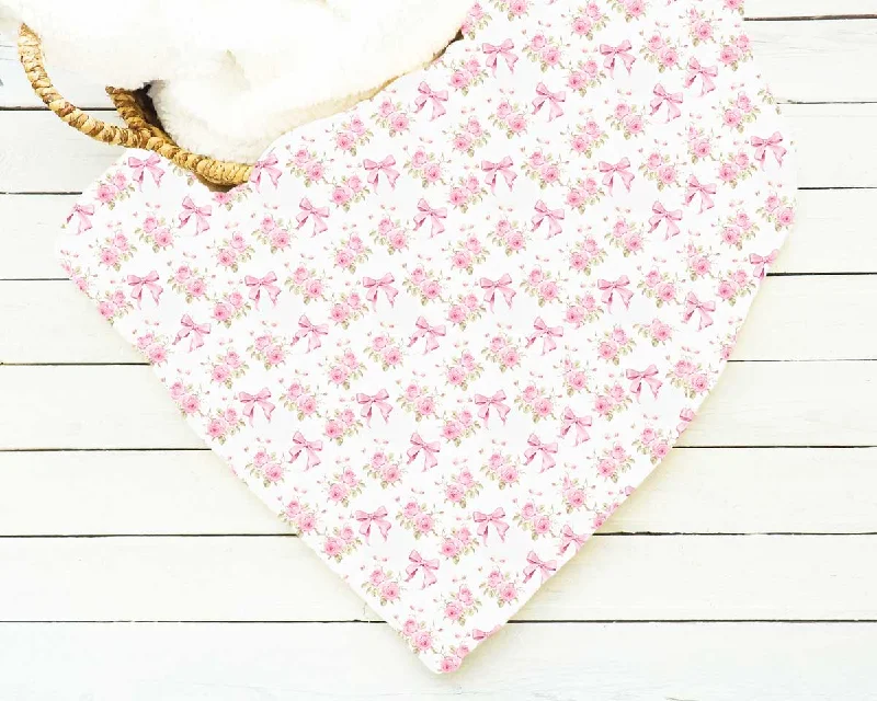 Firm cooling memory pillow-[Pre Order] Whimsical & Wild Ribbons & Roses - Plush Bamboo Blankets (EST SHIP LATE MARCH)