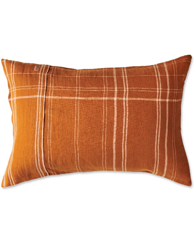 Linen blend comforter-Santa Monica Pecan Tartan Linen Pillowcases