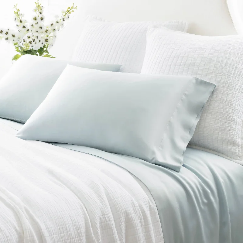 Lightweight microfiber comforter-Silken Solid Robin's Egg Blue Pillowcases