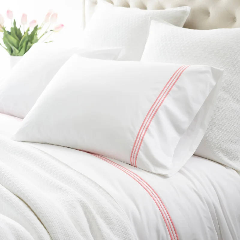 Linen tencel throw-Trio Coral Pillowcases (Pair)